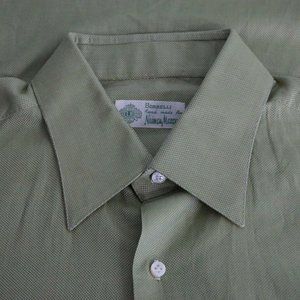 Borrelli Green Woven Pointed Collar Dress Shirt